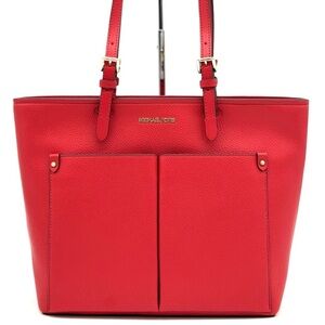 Michael Kors Jet Set Medium Pocket Tote Bag Red/Gold (NWT)
